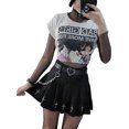 thumbnail image 2 of Gupgi Jupe Mini Gothique Punk Taille Haute pour Femmes, Jupe Mini Plissée à Motif Croisé, 2 of 9