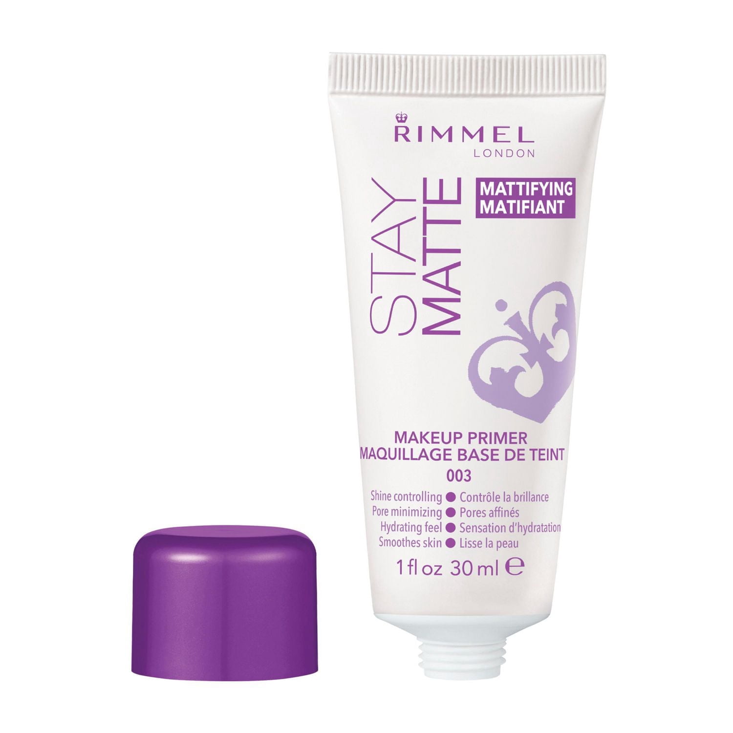 Rimmel Apprêt Stay Matte, formule ultra légère, contrôle la brillance jusqu'à 8 heures, non lourd ou gras, 100% Sans Cruauté