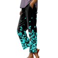 thumbnail image 1 of Womens Cargo Pants With Pockets Solid Color Pocket Straight Tube Stretch Yoga Pants Color Contrast Solid High Waisted Pants Blue M, 1 of 4
