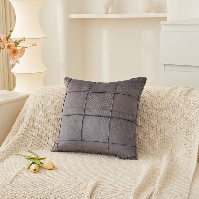 Brushed Pillowcase Line Back Cushion Pillow Case For Sofa Bedroom