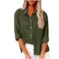 thumbnail image 1 of Yuyuzo Womens Button down Shirts Cotton Linen Fall Loose Casual Long Sleeve Solid Color Blouses, 1 of 5