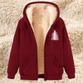 thumbnail image 3 of LOVZFMLL Winter Jackets for Women Fashionable Printed Fleece Hooded Sweatshirt Jacket, 3 of 4