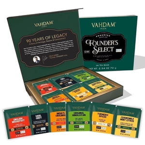 Vahdam Fondateur Select Ensemble de cadeaux pour le thé, 40 Sacs à thé