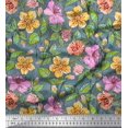 thumbnail image 1 of Soimoi Poly Georgette Fabric Leaves & Buttercup Floral Fabric Prints By Yard 52 Inch Wide, 1 of 3