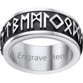 thumbnail image 1 of ORUYROP Can Engrave Viking Rune Spinner Rings for Men/Women, Size #7-#14 Chain Link Fidget Ring, Stainless Steel/Gold Plated/Black-Send Gift Box, 1 of 7