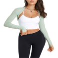 thumbnail image 1 of Cardigan Court de Yoga pour Femmes Haut d'Exercice Manches Longues Ouvert devant Boléro Solide pour Sports, 1 of 5