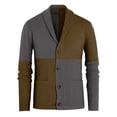 thumbnail image 3 of MAWCLOS Mens Outwear Open Front Cardigan Sweater Long Sleeve Sweaters Knitted Outdoor Color Block Cardigans Grey M, 3 of 6