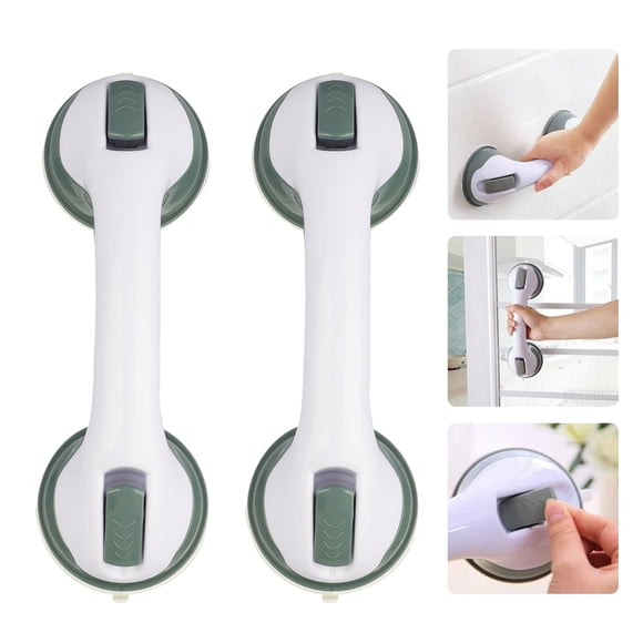 2 Pcs Bathroom Shower Grab Bars, EEEkit 12'' Shower Handle, Safety Anti-Slip Bath Grip Hand Rail, Strong Hold Suction Bathroom Shower Support Balance Grip Bar for Elderly, Babies, Seniors