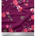 thumbnail image 1 of Soimoi Moss Tissu Georgette Feuilles et Fleurs Roses Tissu Imprimé 1 Yard 42 Pouces de Large, 1 of 3