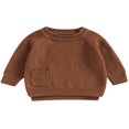 thumbnail image 1 of Baby Girl Boy Knit Pullover Sweater Fall Winter Warm Sweatshirt Tops with Pocket, 1 of 6