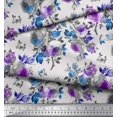 thumbnail image 2 of Soimoi Tissu en Voile de Coton Imprimé Feuilles et Fleurs de Rose, Tissu au Mètre, 56 Pouces de Large, 2 of 3