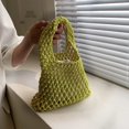 thumbnail image 4 of Cotton Thread Handbags Straw Woven Hollow Net Shopping Beach Vacation Purses, 4 of 7