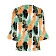 thumbnail image 4 of T-Shirt à Manches Courtes à Imprimé Floral Top Dames Bleu L, 4 of 5