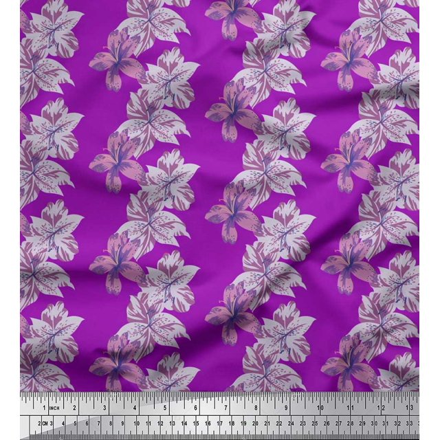 Soimoi Rayon Fabric Flower Floral Decor Fabric Printed Yard 56 Inch Wide
