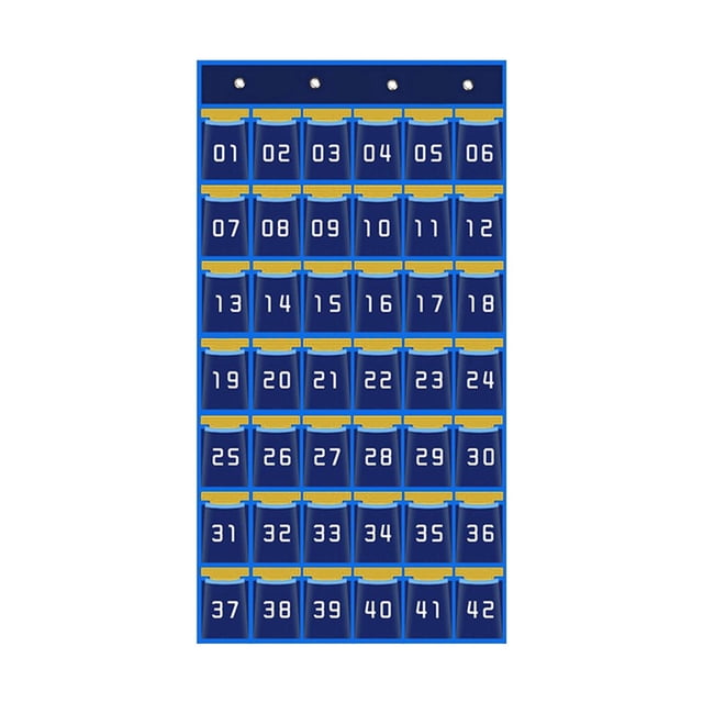 Wisewang Sturdy Classroom Pocket Chart Organizer Holds Cellphones Sundries And Calculators With Open Access Sturdy And Durable. 42 Pockets Blue