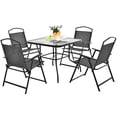 thumbnail image 1 of Gymax Dining Set for 4 Folding Chairs & Dining Table Set w/ Umbrella Hole Patio, 1 of 5