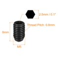 thumbnail image 2 of Unique Bargains Ball Point Set Screws, M5 x 8mm High Carbon Steel Metric Spring Hex Socket Grub Screw 20 Pack, 2 of 7