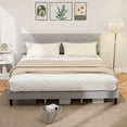 thumbnail image 2 of HOMCOM King Bed Frame with Upholstered Headboard Platform Bed Frame Grey, 2 of 10