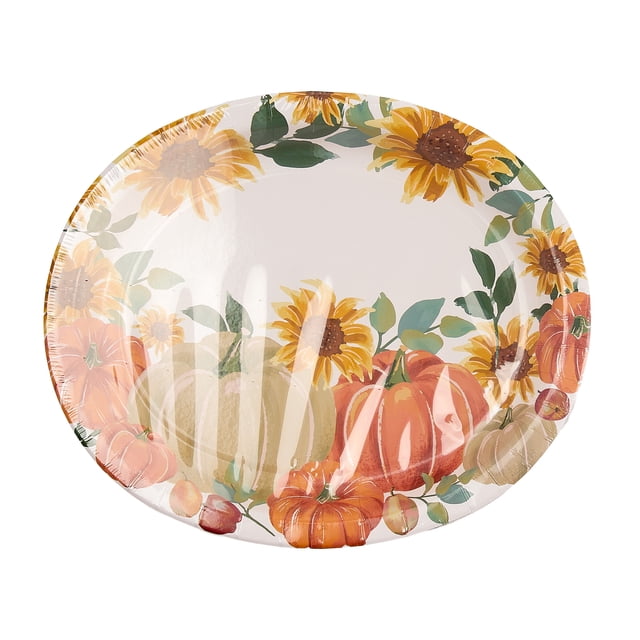 Way to Celebrate 8 Counts Oval Sunflower Pattern Plate