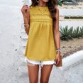 thumbnail image 2 of AherBiu Camisole pour Femmes Boho Décontractée Col Rond Imprimé Ajouré Sans Manches Dos Goutte Lacée Camis de Vacances, 2 of 7