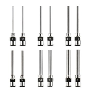 12 Pcs Aiguilles de Distribution 1 Pouce Pointe Émoussée en Acier Inoxydable Luer Lock Aiguilles Émoussées en Acier Inoxydable (Jauge 8, 10, 12, 14, 16, 18)