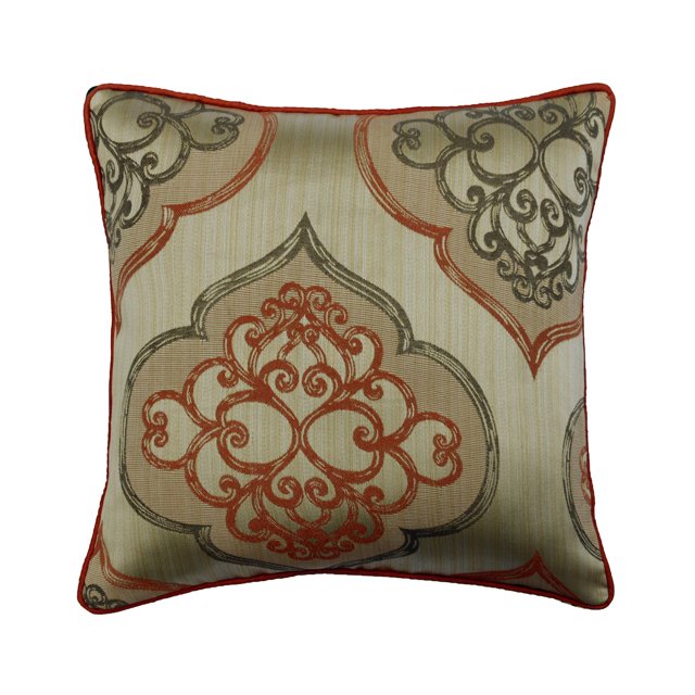 Pillow Covers, Orange 18"x18" (45x45 cm) Throw Pillow Covers, Jacquard Damask Throw Pillows For Couch, Abstract Pattern Contemporary Style - Orange Damask Galore