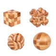 thumbnail image 1 of MasteelfCA 4pcs Bamboo Kongming Lock Toy Creative Toy Brain Teasers Toy Educational Toys, 1 of 8