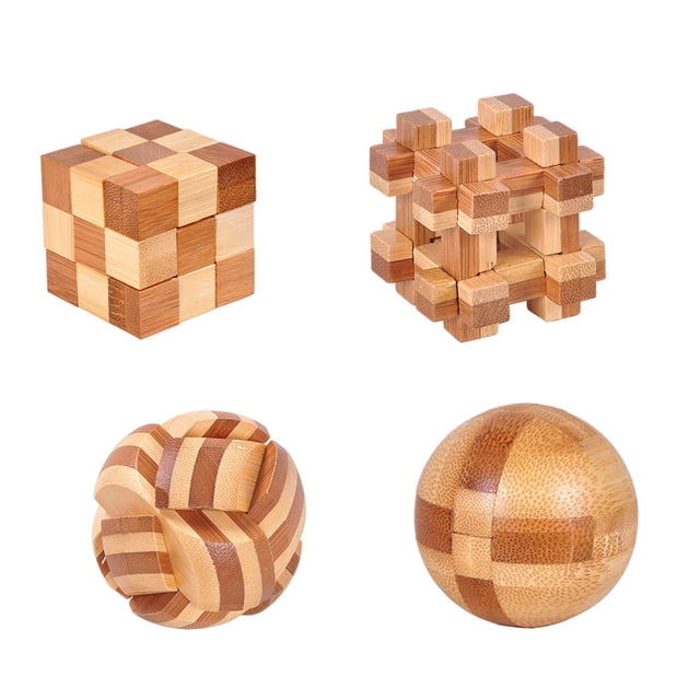MasteelfCA 4pcs Bamboo Kongming Lock Toy Creative Toy Brain Teasers Toy Educational Toys