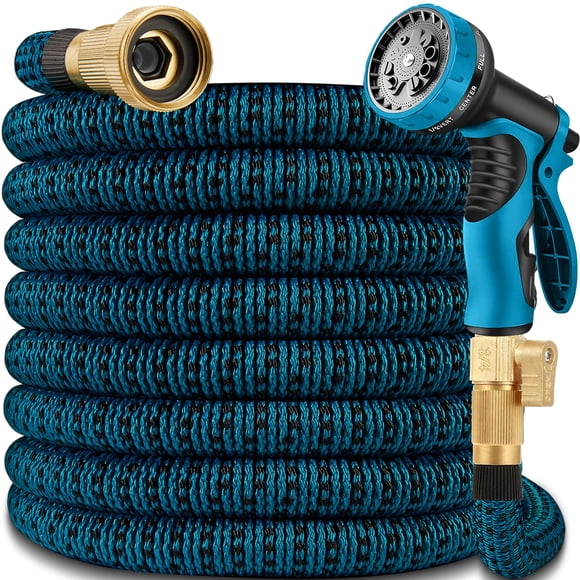 100 FT Garden Hose â?? 2026 Upgarded Expandable Garden Hose w/10 Pattern Spray Nozzle, 650psi Brass 3/4â? Fittings â