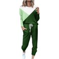 thumbnail image 1 of CHUANK Womens Sport Set Long Sleeve Patchwork Color with Loose Cozy Petite Sweatpant Trendy Fall Winter Suits (X-Large  Pink), 1 of 5