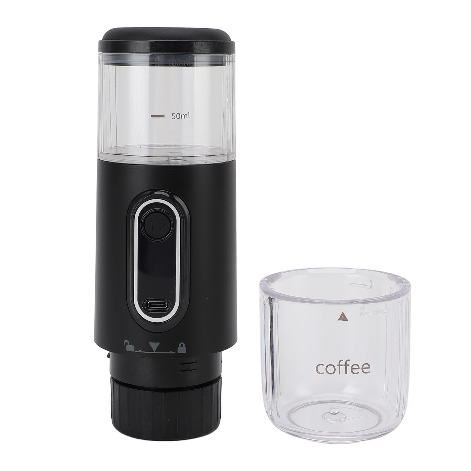Portable Electric Espresso Machine, Rechargeable Travel Coffee Maker, Handheld Car Coffee Maker for Camping Hiking Office Powder and Capsules Compartment