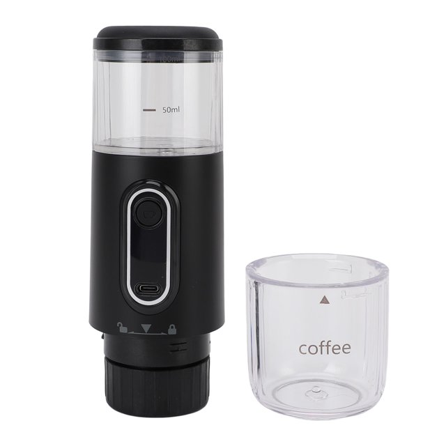 Portable Electric Espresso Machine, Rechargeable Travel Coffee Maker, Handheld Car Coffee Maker for Camping Hiking Office Powder and Capsules Compartment