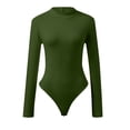 thumbnail image 5 of Women Fashion Mock Turtle Neck Long Sleeve Solid Plush Tops Bodysuit Jumpsuit, 5 of 5