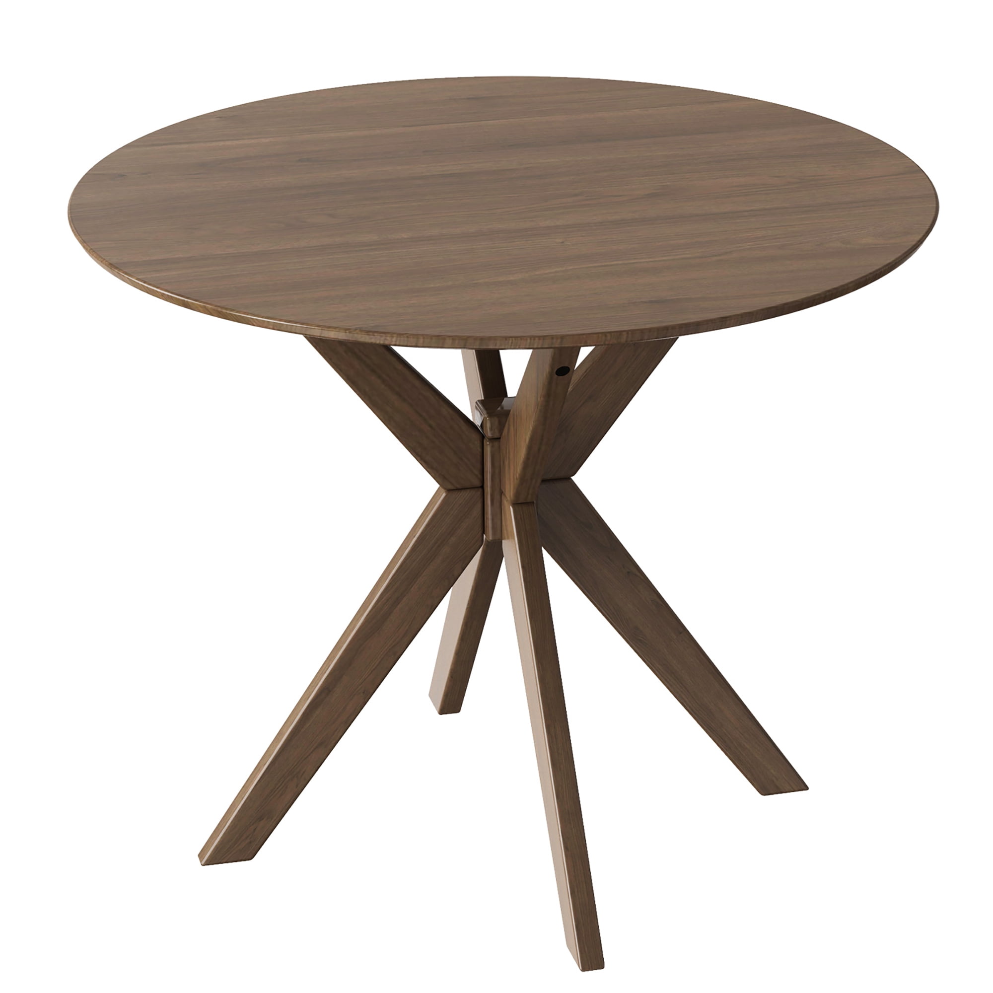 Costway Modern Round Wood Dining Table 35" W/ Solid Wood Legs& Base for Home, Office