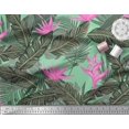 thumbnail image 2 of Soimoi Modal Satin Fabric Floral & Leaves Tropical Print Sewing Fabric Yard 42 Inch Wide, 2 of 3