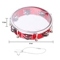 thumbnail image 3 of 8-inch Tambourine Handbell Hand Drum with Double Row Jingles Percussion Instrument, 3 of 8