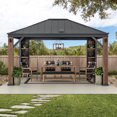 thumbnail image 1 of Sunjoy Elmgrove 12 ft. x 14 ft. Gazebo à toit rigide avec éclairage LED et son Bluetooth, 1 of 9
