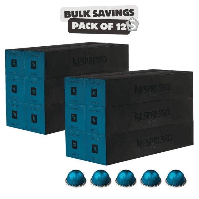 BULK BUY Pack of 12 – Nespresso Vertuo Odacio Coffee Capsules, (Total 120 Capsules) – Compatible with Nespresso Vertuo Machines, Recyclable Pods