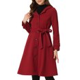 thumbnail image 4 of INSPIRE CHIC Manteau à Capuche Ceinturé à Simple Boutonnage pour Femmes Manteau d'Hiver avec Poches Rouge TG, 4 of 6