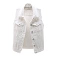 thumbnail image 1 of Denim Vest for Women Plus Size Casual Button Down Solid Color Ripped Crop Jacket Vest Waistcoat Streetwear, 1 of 6