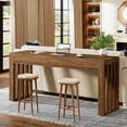 thumbnail image 3 of Finmind Table de Bar 63 Pouces pour 4, Table de Pub Hauteur Comptoir, Bistro, Brun Rustique, 3 of 7