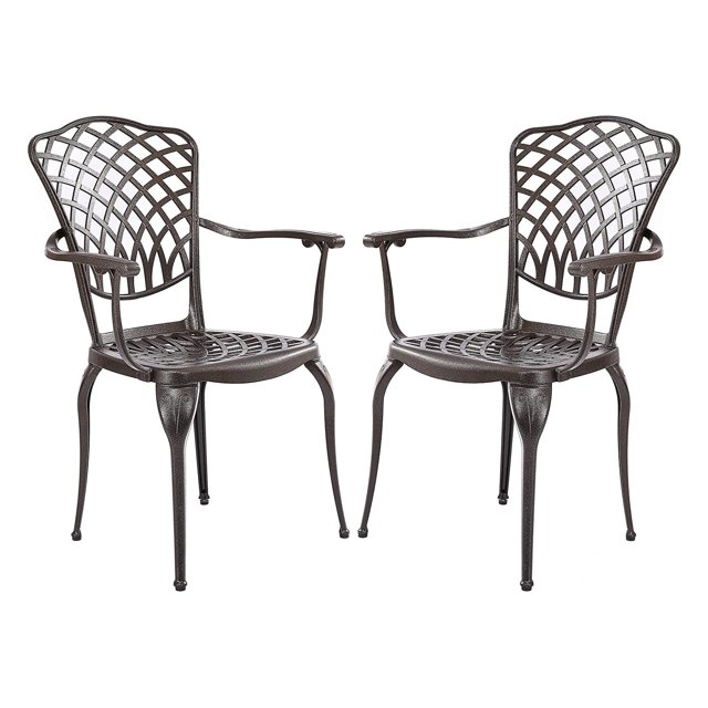 Kinger Home Chaises de Patio Extérieures en Aluminium Moulé en 2 Pièces, Chaises de Patio, Sièges de Patio, Chaises pour l'Extérieur, Design Tissé, Résistant à la Rouille - Bronze
