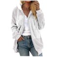 thumbnail image 2 of EGNMCR Womens Winter Fuzzy Fleece Jacket Hooded Drawstring Color Block Patchwork Cardigan Zipper Pullover Coats Outerwear with Pockets, 2 of 5
