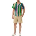 thumbnail image 2 of INSPIRE CHIC Men's Shirt Vertical Striped Button Down Point Collar Short Sleeve  Shirt S Green, 2 of 6