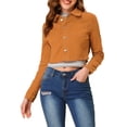 thumbnail image 1 of INSPIRE CHIC Veste en Denim Courte Délavée pour Femme à Col Rabattu, Effilochée, Boutonnée, Printemps Été, Brun m, 1 of 6