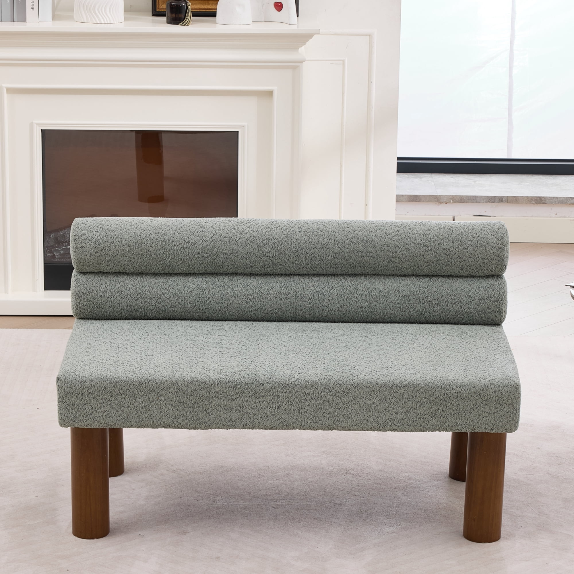 Noble House Oversized Modern Minimalist Bench,Armless Design with Wooden Frame,Green