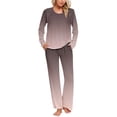 thumbnail image 3 of Sentmoon 2 Pcs Pantalon de Pyjama Col Ras du Cou Robe de Nuit pour Femmes Douce Confortable Décontractée Couleur Dégradée Robe de Sommeil pour Femmes avec Poches pour Photos de Famille Assorties TTTG, 3 of 7