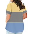 thumbnail image 3 of Timegard Plus Size Top for Women Notched V Neck Drop Shoulder Color Block Short Sleeve Casual Blouse, 3 of 5