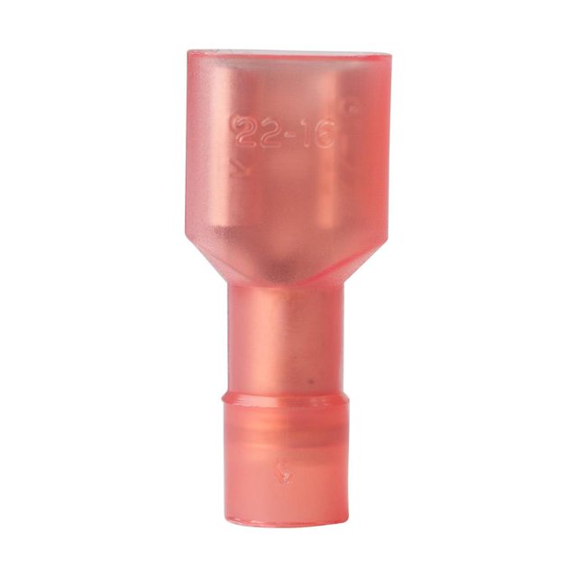 Ancor Borne de Fil 211408 Grade Marin; Déconnexion Femelle Entièrement Isolée 1/4 Pouce; Fil de Calibre 22-18; Isolation en Nylon; UL 310; Rouge; Lot de 25