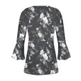 thumbnail image 4 of CEHVOM Femmes Mode Imprimé Décontracté Col en V Manches 3/4 T-Shirt Blouse Hauts Liquidation, 4 of 5